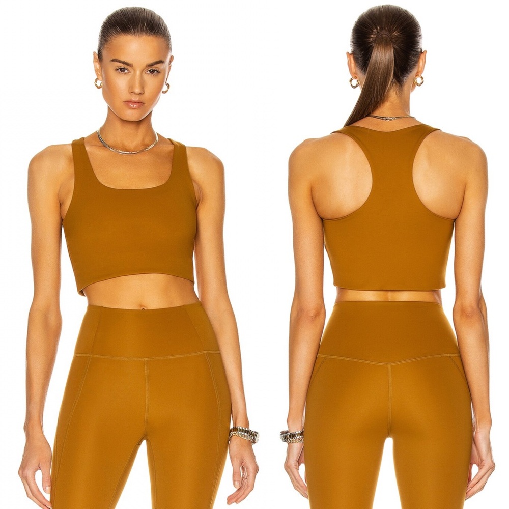 GIRLFRIEND COLLECTIVE Paloma Bra in Saddle 
Amber Crop Top Small